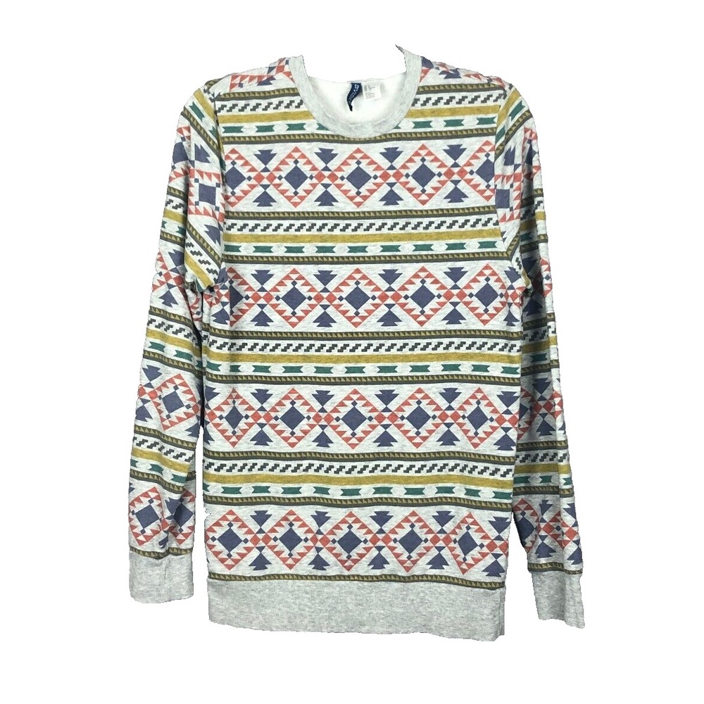 Divided Sweater Mens Small Southwest Aztec Pattern Multicolor Cotton‎ Blend